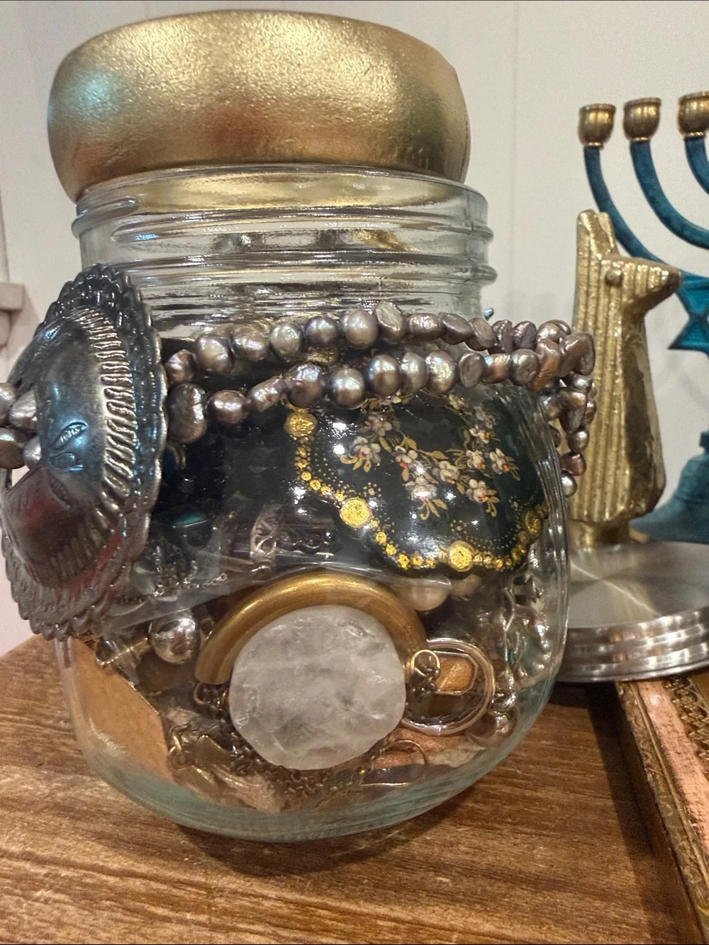 Luxe dark moody glam boho Mystery Jewelry Jar